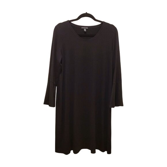 EILEEN FISHER Black Knee Length Casual Minimalist Travel Lounge Dress Size M - Picture 1 of 5